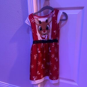 Charming Red Reindeer Kids Dress